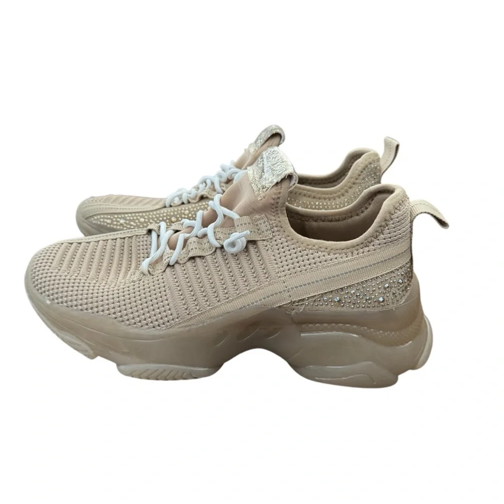 Steve Madden Jmaxima Blush Multi Jeweled Tan Bedazzled SM NY90 Sneakers Size 4M